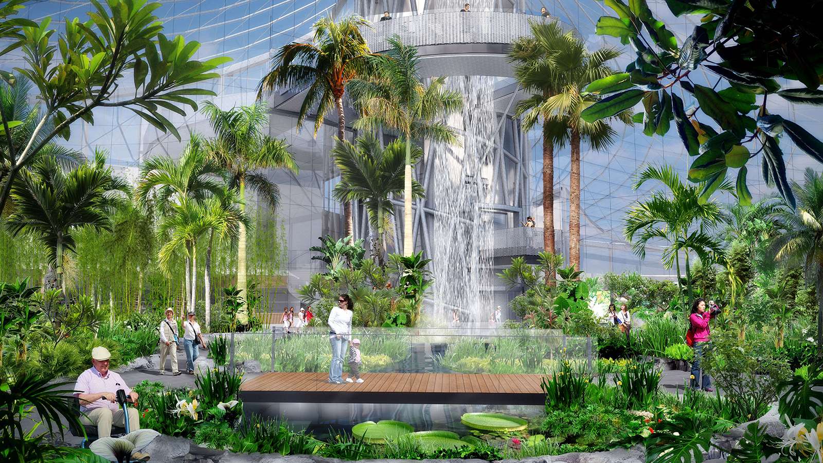 rendering of the waterfall at The Leaf
